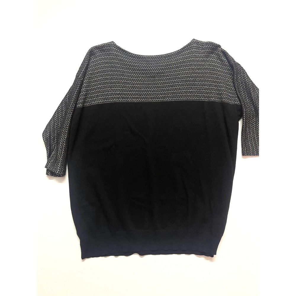 Lauren Ralph Lauren Black Chevron Colorblock Knit Top 1X Professional Classy - Picture 10 of 16